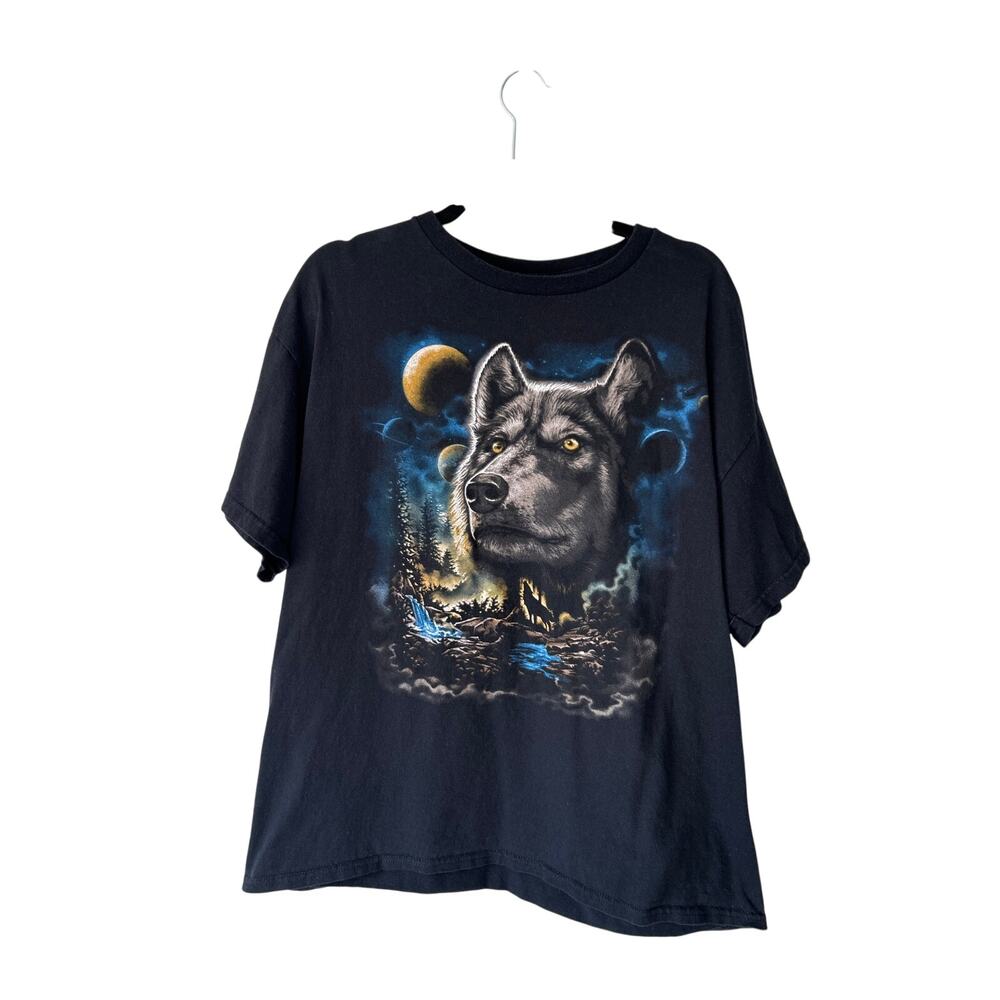 Dom Black Wolf Print Short Sleeve Tee Extra Large